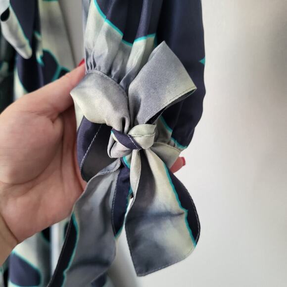 NWOT Alexis Titus Kalani Silk Ocean Print Flounce Wrap Camisole Maxi Dress XS - Picture 9 of 15